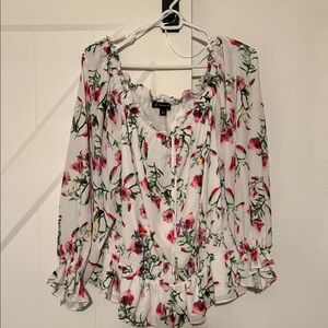 INC International Concepts Floral Blouse - White and Pink